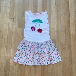 Mini Boden Girls Colour-change Sequin Dress 7-8y Parisian Pink Cherries Like New